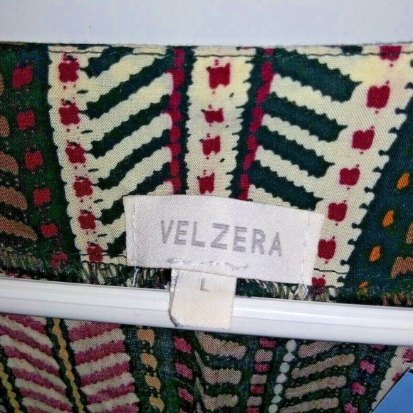 Velzera tunic top striped herring bone pattern relaxed fit boho peasant modest - Picture 6 of 8